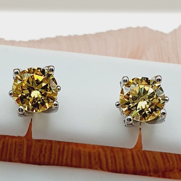 "Birthstone S925 Sterling Silver CZ Stud Earrings for Women/Girl, US1925… - Picture 1 of 12